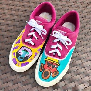 Hand painted Converse Cons UFO cow colour block casual canvas lace up sneakers